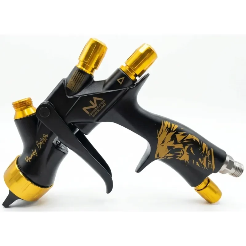 Pistola de pintura Norber Alonso R25 Clear Lion para barniz, negra con detalles dorados