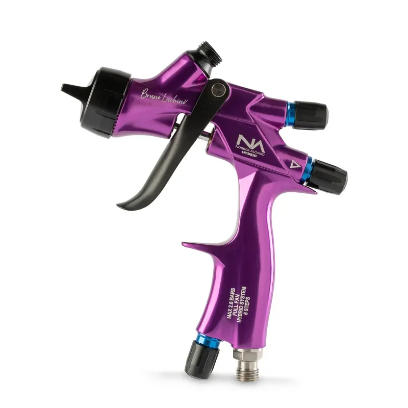 Pistola de pintura Norber Alonso R25 Vulkan Compact Pro híbrida, cuerpo morado